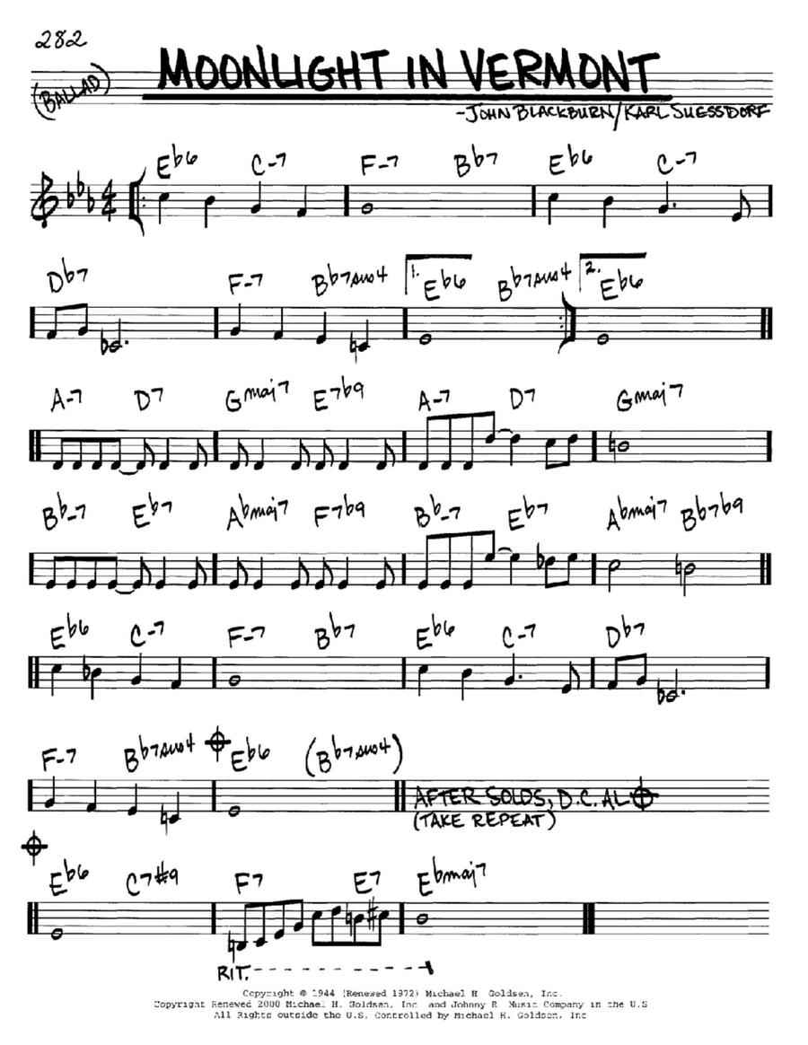 Moonlight In Vermont Moonlight In Vermont C Instrument scores gallery preview page 1