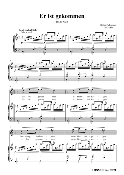 chumann-Er ist gekommen,Op.37 No.2,in a minor,for Voice and Piano