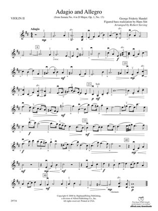 Adagio and Allegro (from Sonata No. 4 in D major, Op. 1, No. 13): 2nd Violin