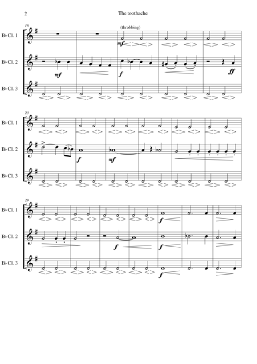 The toothache for clarinet trio Clarinet Trio scores gallery preview page 2