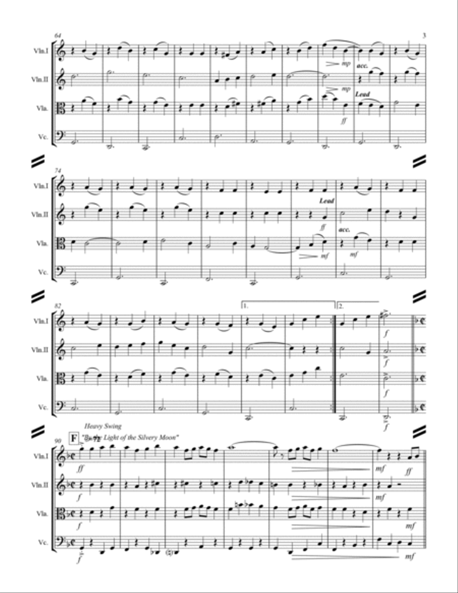 Sing-along Medley #1 (for String Quartet) String Quartet scores gallery preview page 4