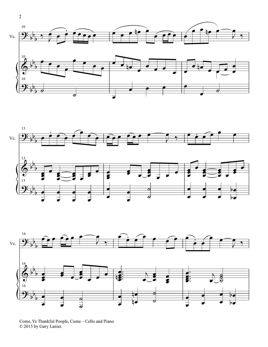 THREE THANKSGIVING HYMNS for Cello & Piano (Score & Parts included) Piano scores gallery preview page 3