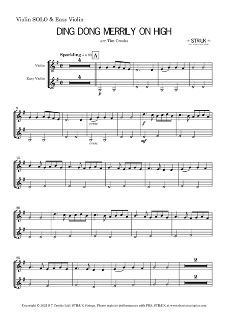 Ding Dong Merrily On High (STR:UK Violin Solo) Violin Solo scores gallery preview page 5