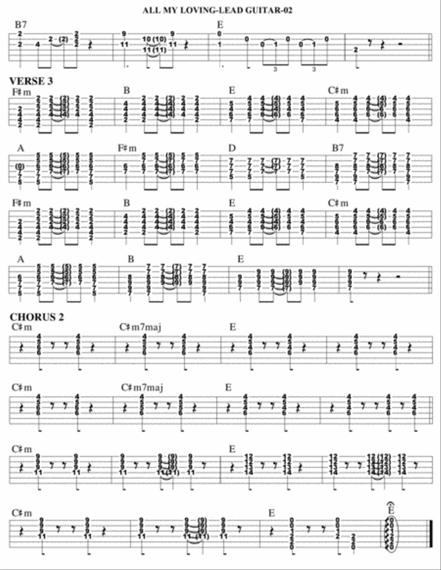 All My Loving Guitar Tablature scores gallery preview page 2