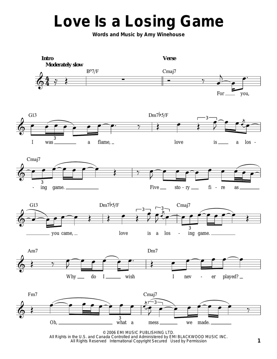 Love Is A Losing Game Voice scores gallery preview page 1