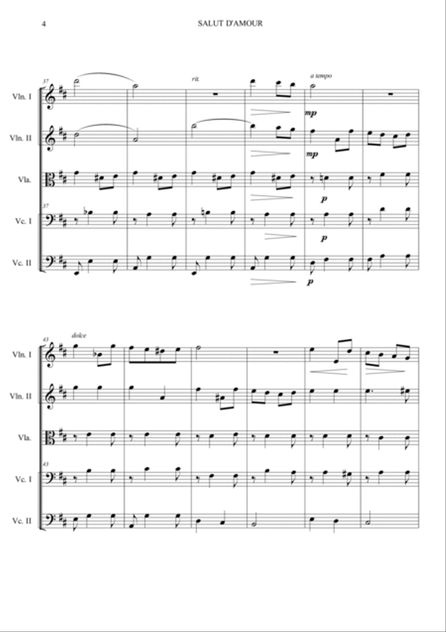 Salut d'amour String Quintet scores gallery preview page 4