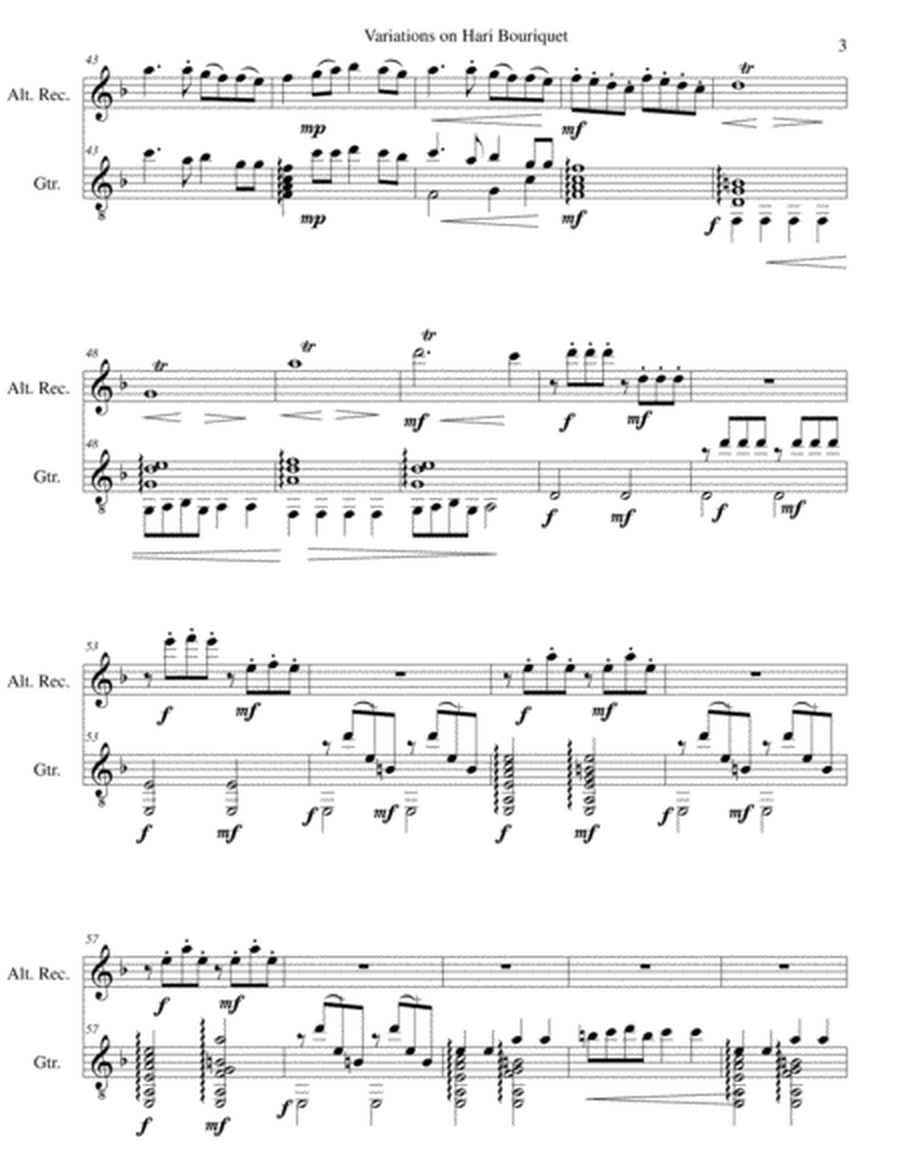 Variations on Hari Bouriquet for alto recorder and guitar image number null