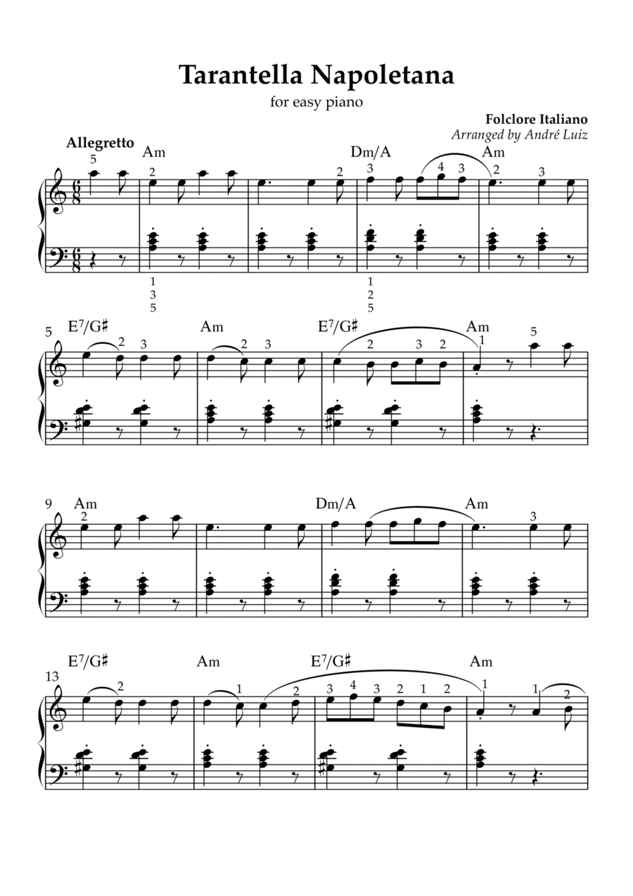 Tarantella Napoletana Easy Piano scores gallery preview page 1