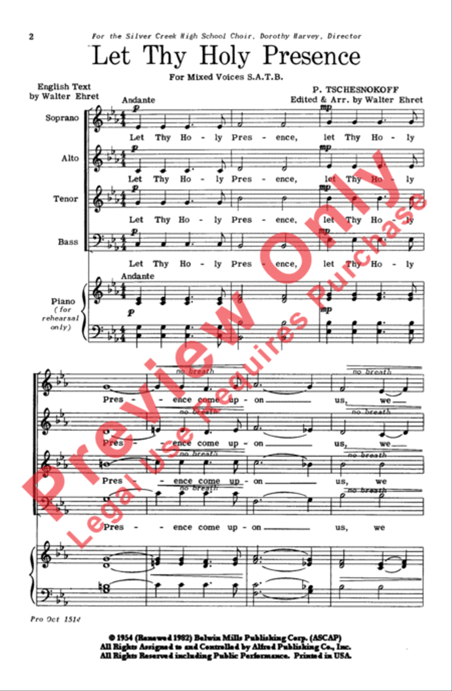 Let Thy Holy Presence 4-Part scores gallery preview page 2