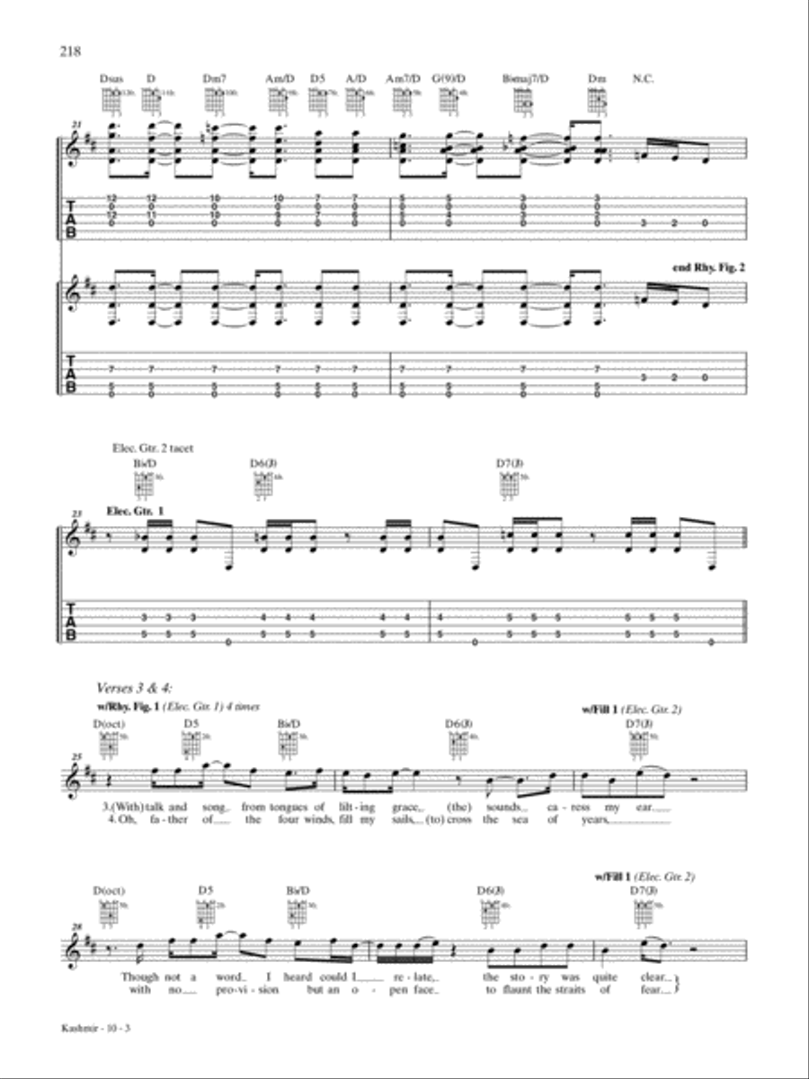 Kashmir Guitar Tablature scores gallery preview page 3