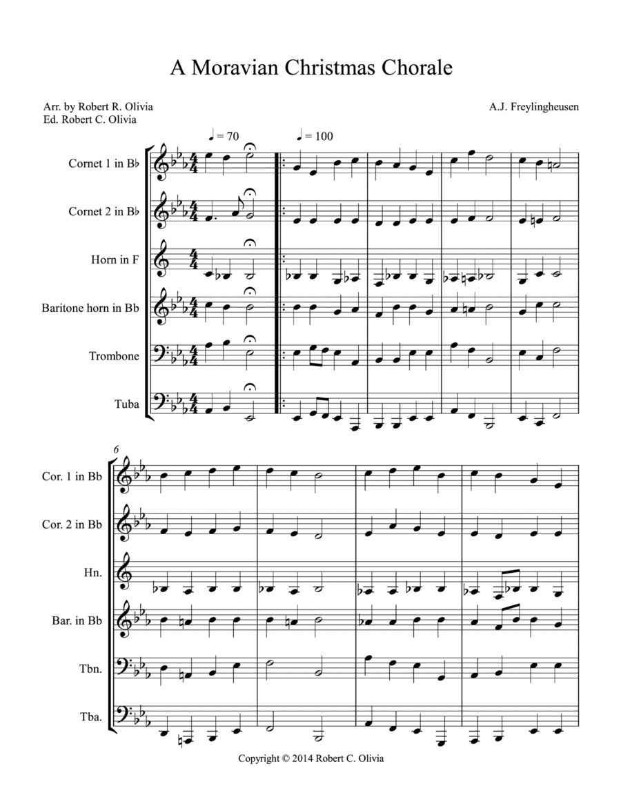 A Moravian Christmas Chorale Brass Ensemble scores gallery preview page 1