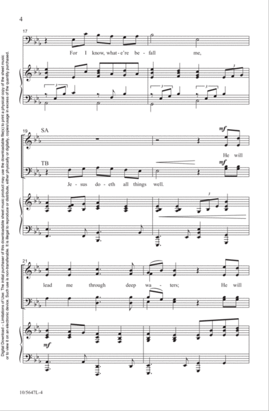 Jesus Leads Me All the Way 4-Part scores gallery preview page 4