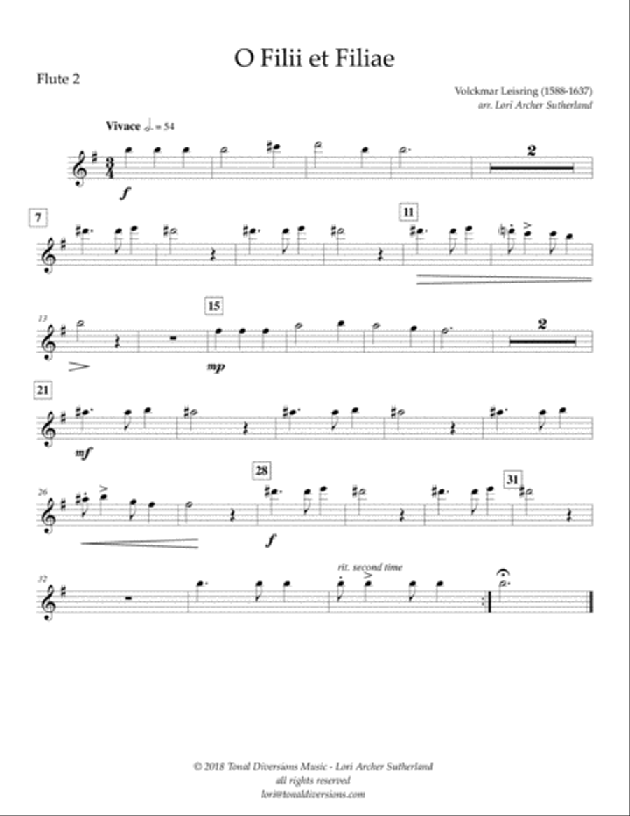 O Filii et Filiae Flute Choir scores gallery preview page 6
