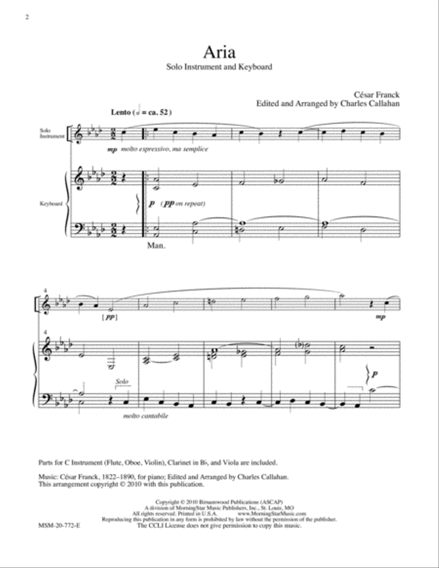Aria Aria Clarinet scores gallery preview page 2