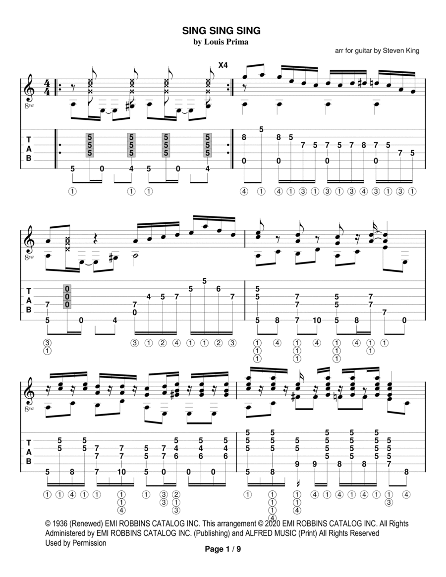 Sing, Sing, Sing Sing, Sing, Sing Electric Guitar scores gallery preview page 1