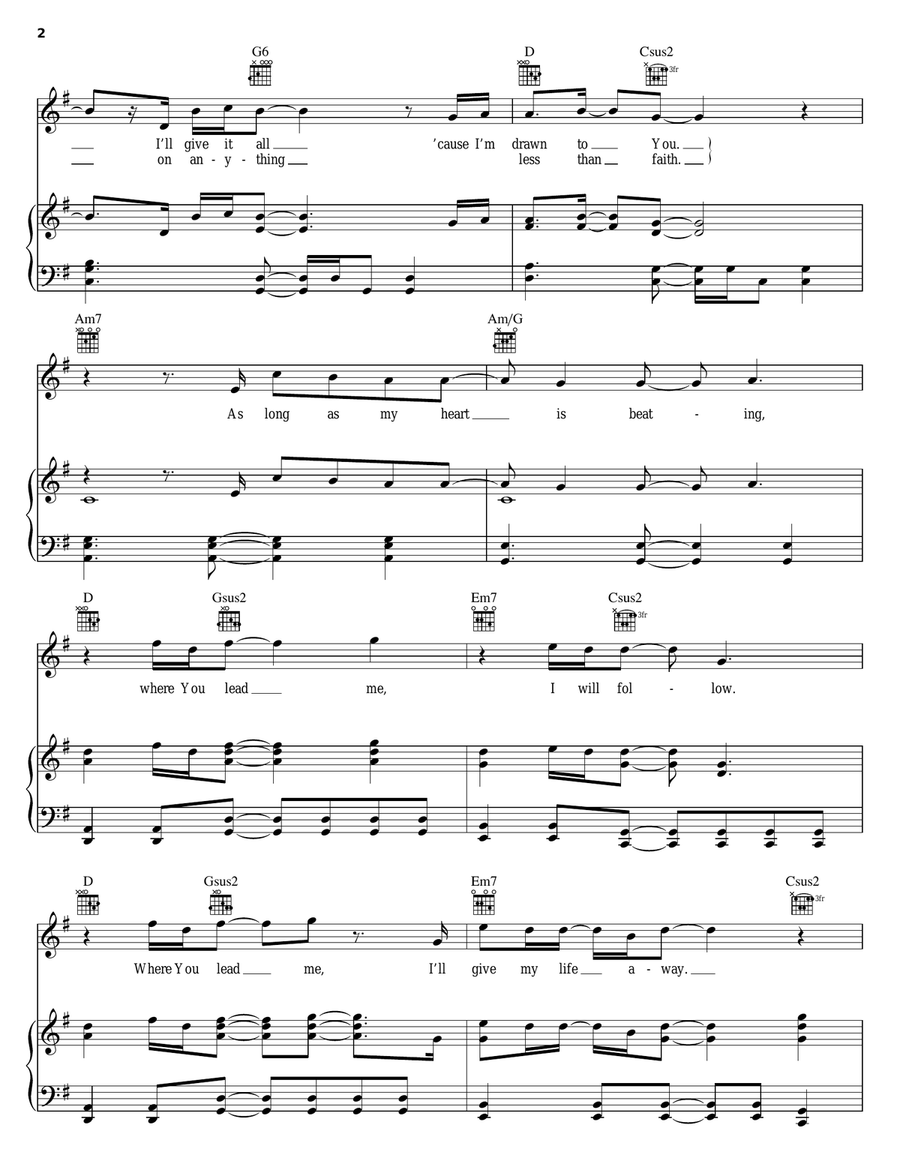 Where You Lead Me Piano, Vocal, Guitar scores gallery preview page 2