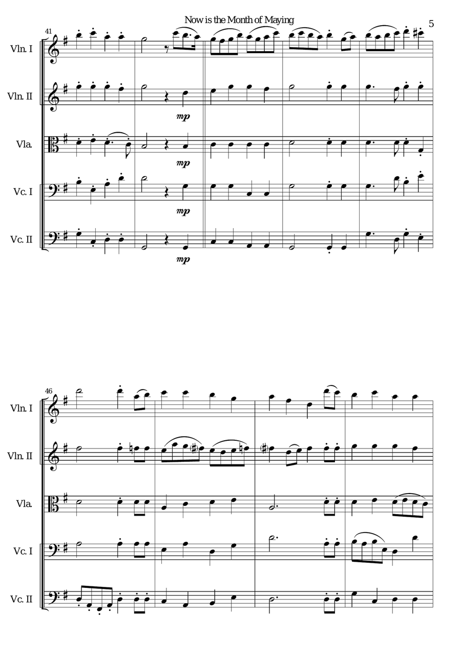Now is the Month of Maying with variations for string quintet (2 violins, 1 viola, 2 cellos) String Trio scores gallery preview page 5