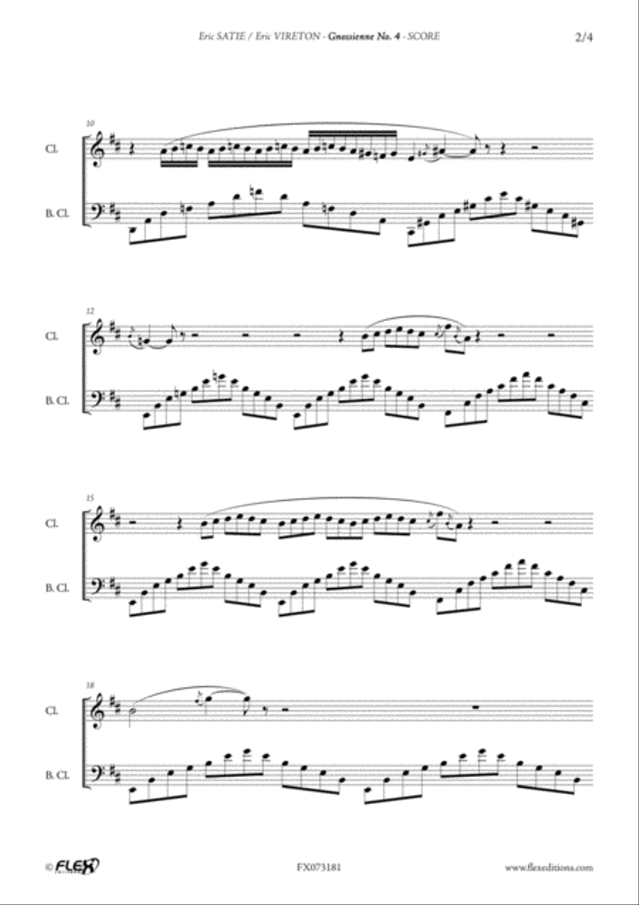 Gnossienne No. 4 Gnossienne No. 4 Clarinet Duet scores gallery preview page 3