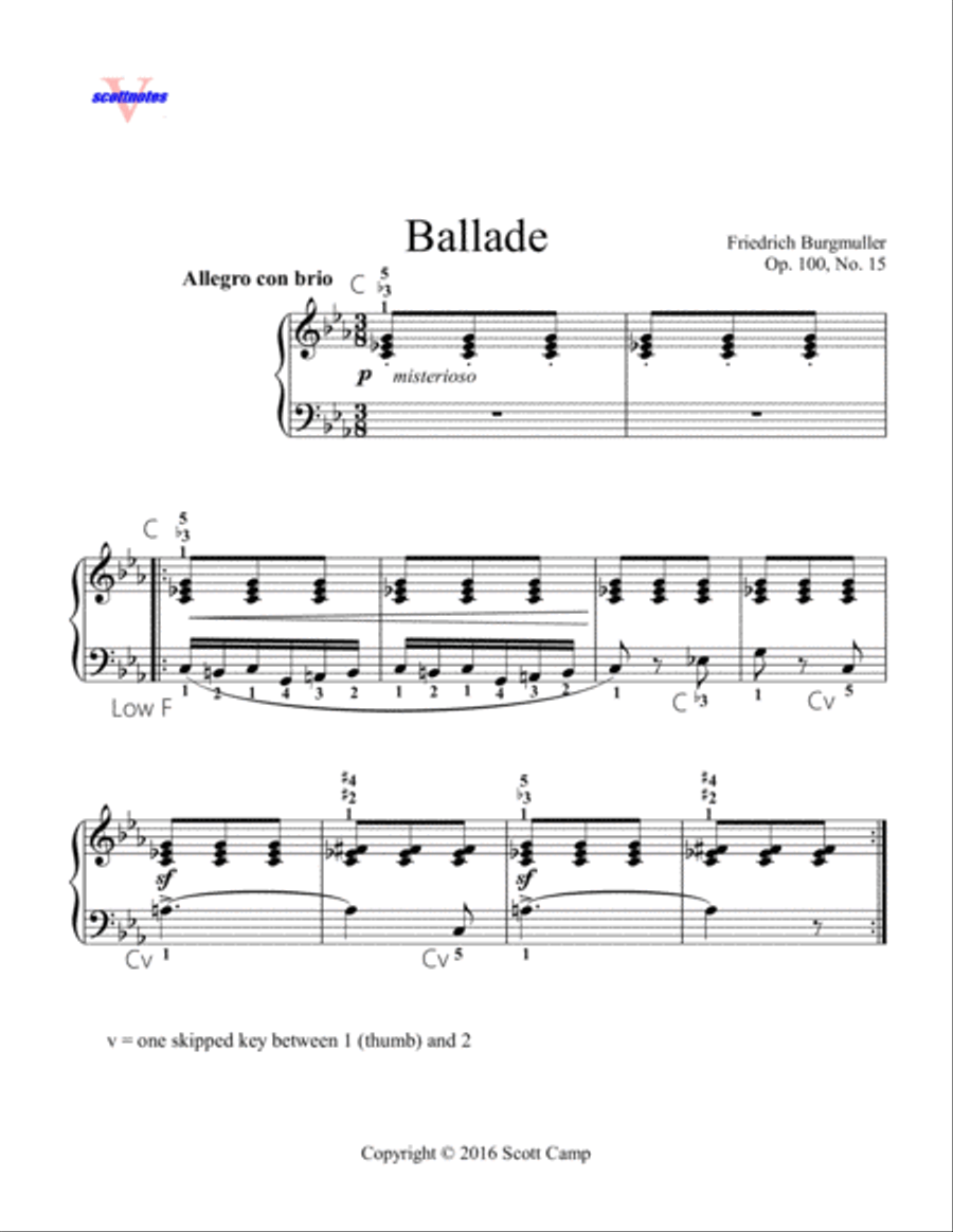 Ballade, Op. 100, No. 15 Ballade, Op. 100, No. 15 Easy Piano scores gallery preview page 1