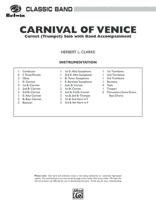 Carnival of Venice (Cornet (Trumpet) Solo with Band Accompaniment): Score