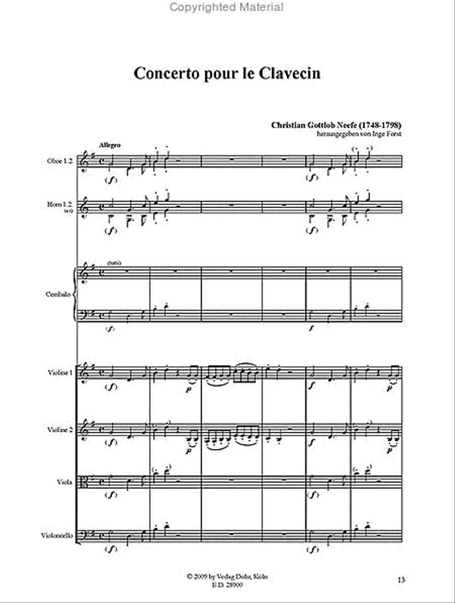 Concerto pour le Clavecin G-Dur Oboe scores gallery preview page 2