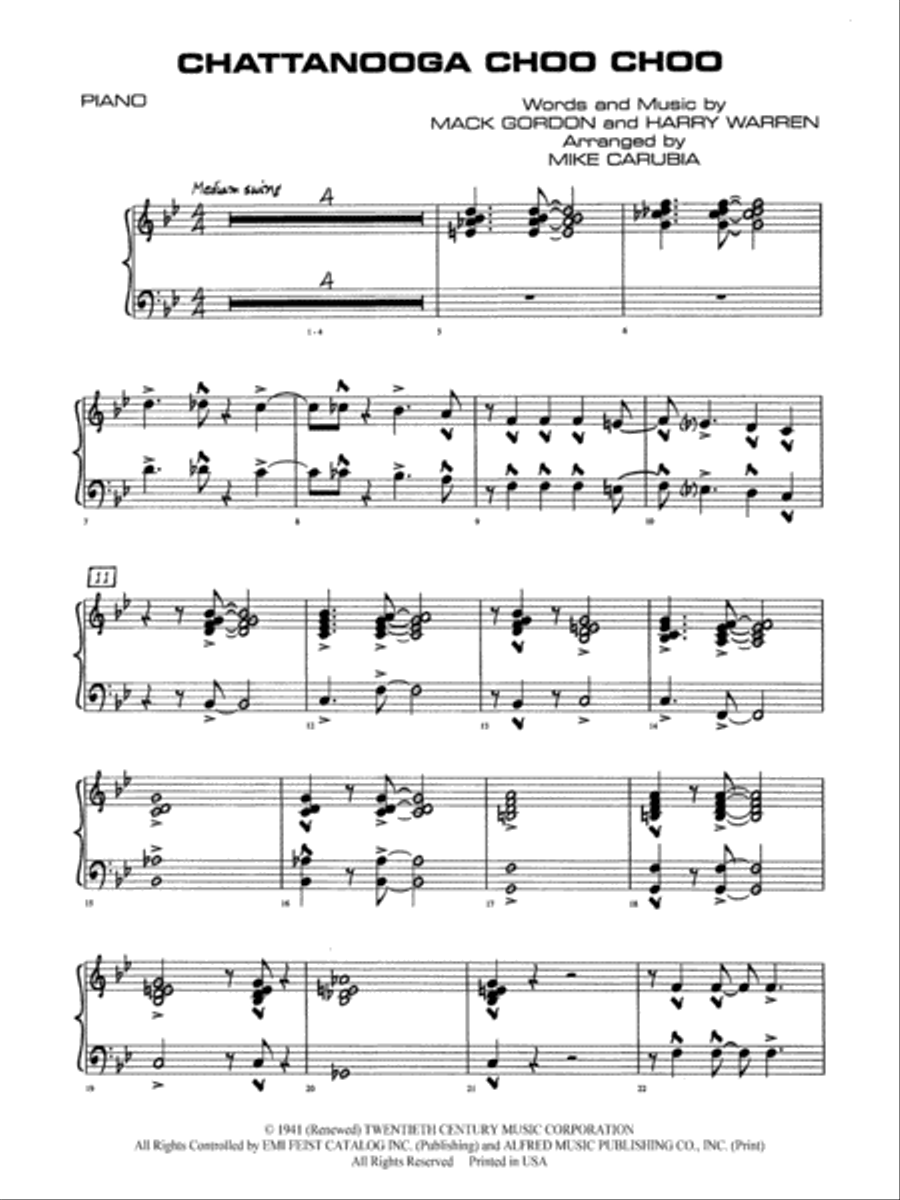 Chattanooga Choo Choo: Piano Accompaniment Jazz Ensemble scores gallery preview page 1