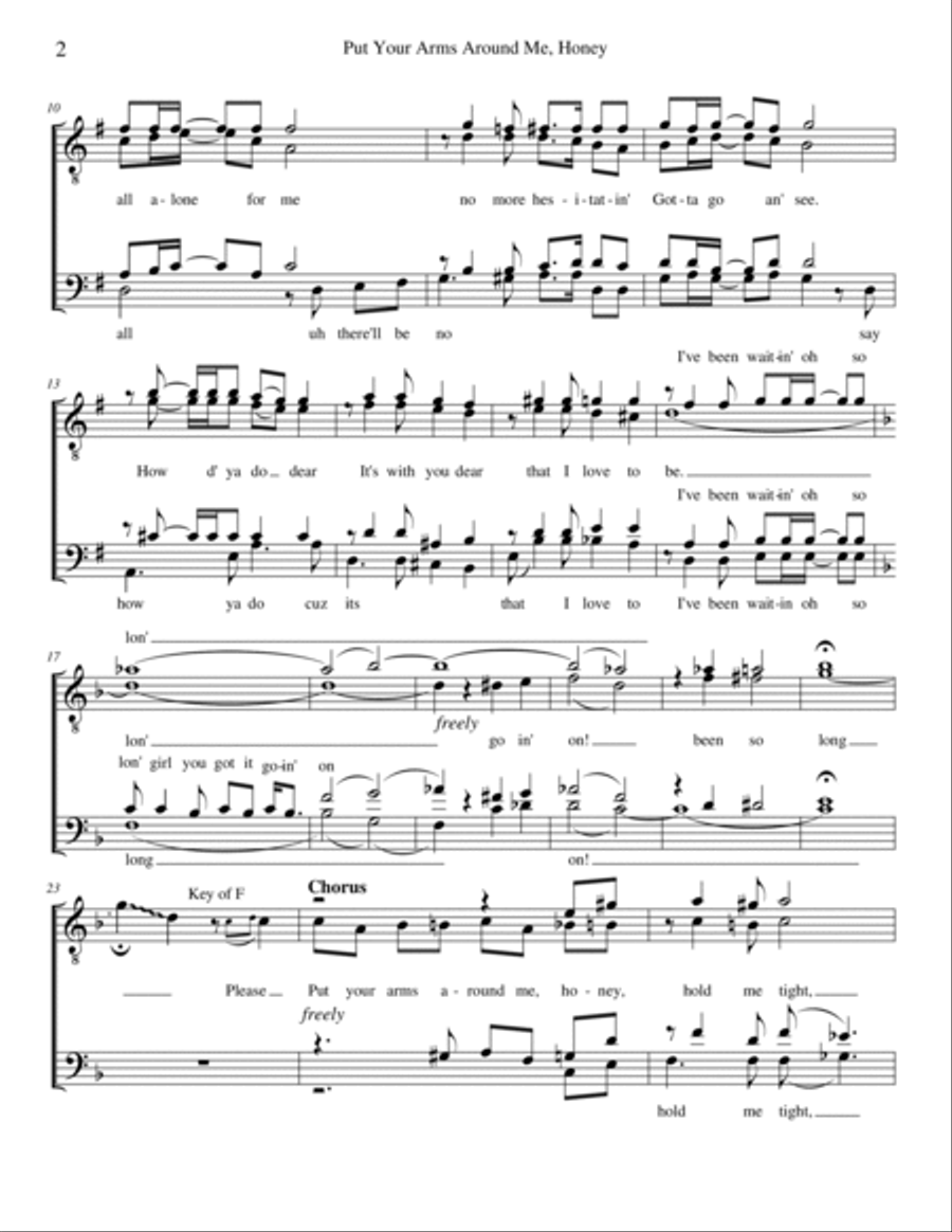 Put your arms around me honey TTBB scores gallery preview page 2