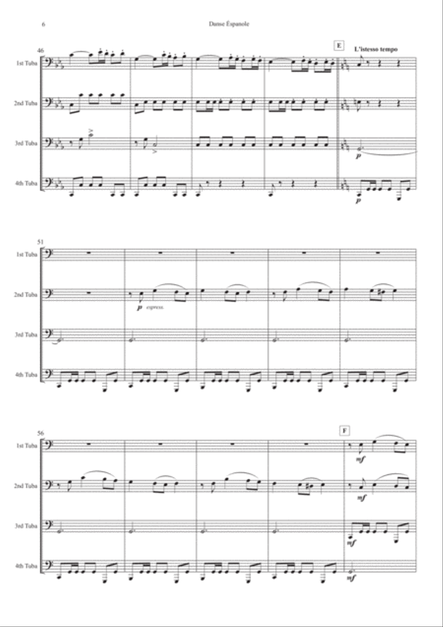 Spanish Dance from Swan Lake for Symphonic Tuba Quartet Tuba Quartet scores gallery preview page 6