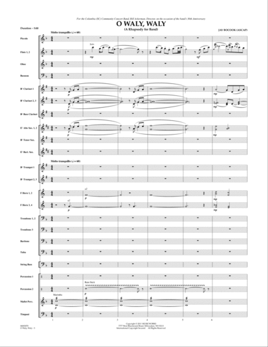 O Waly Waly (A Rhapsody For Band) - Conductor Score (Full Score) Concert Band scores gallery preview page 3