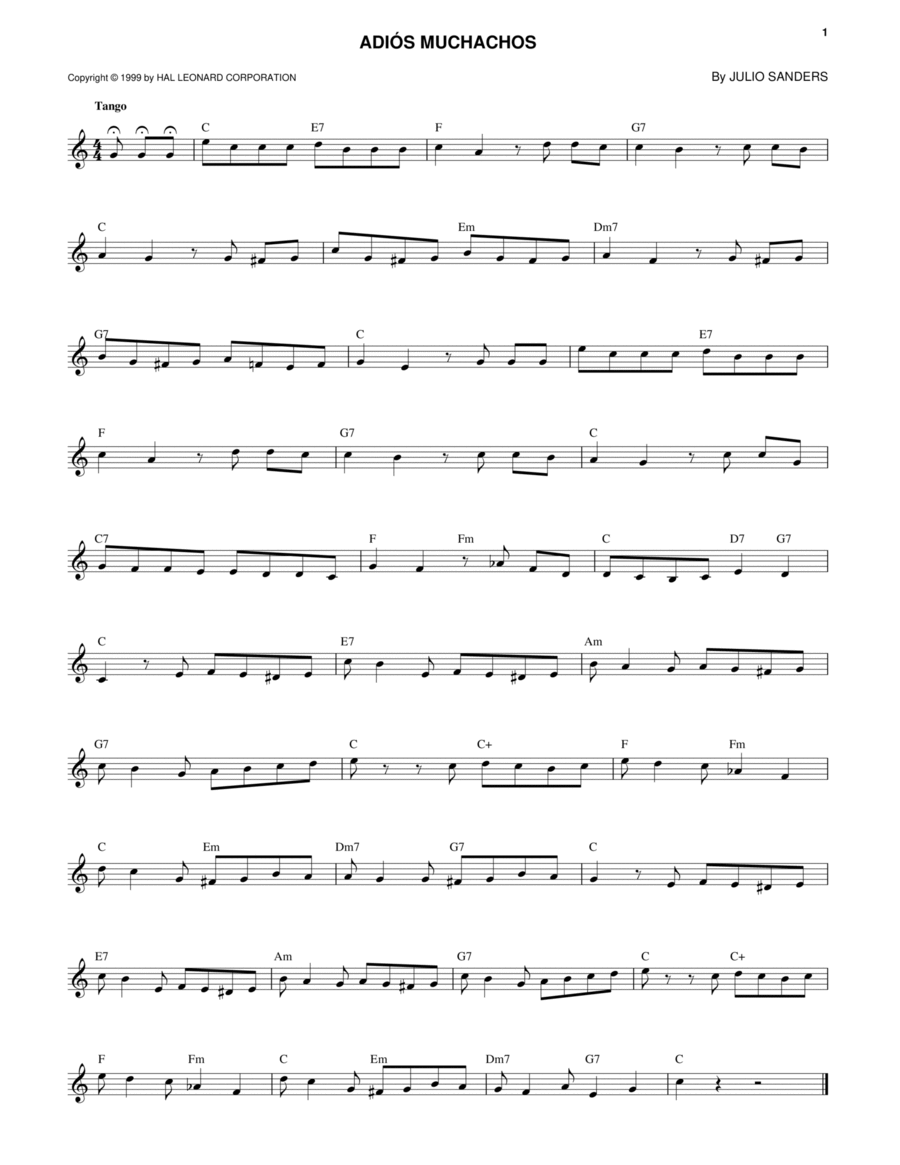 Adios Muchachos Piano scores gallery preview page 1