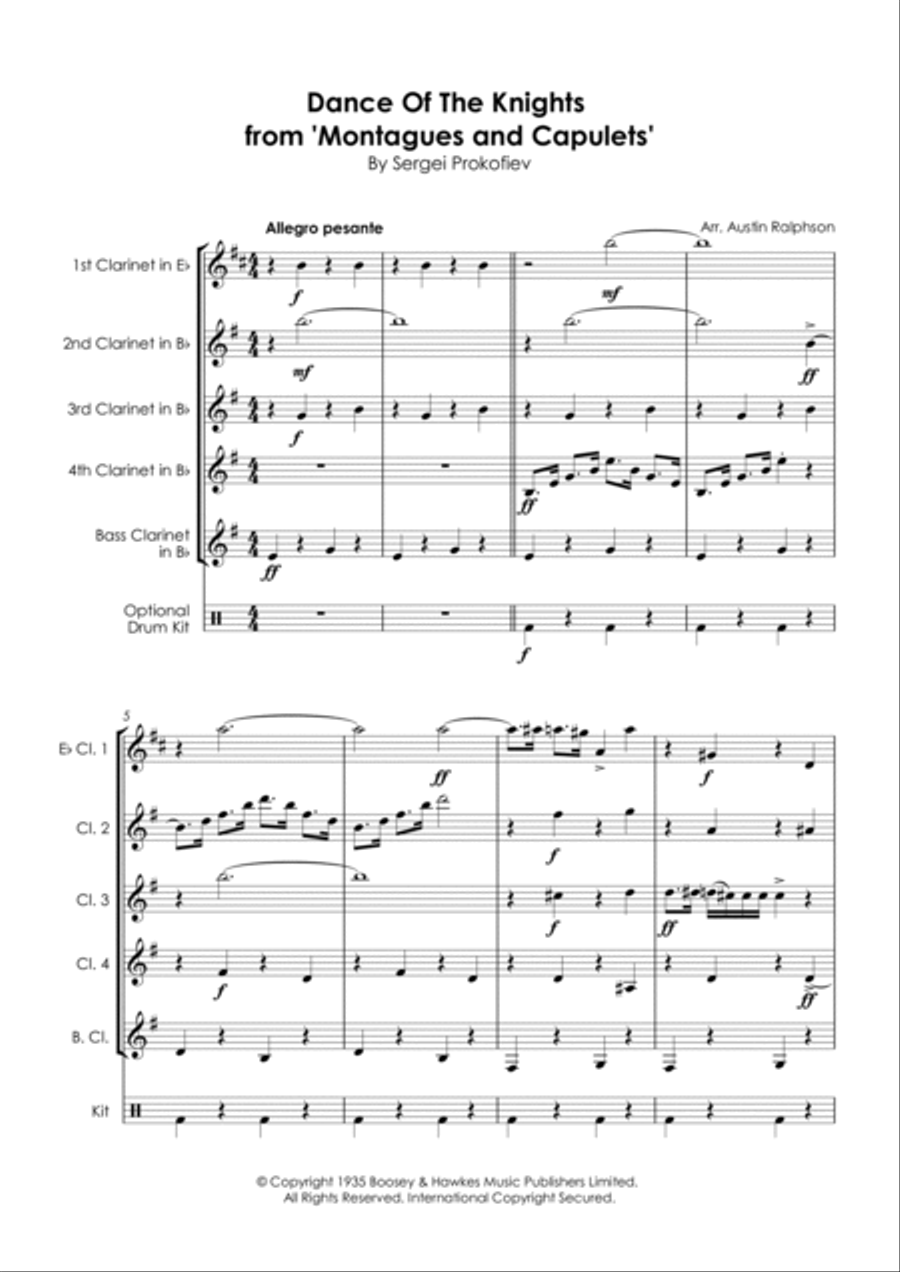 Dance Of The Knights Clarinet Quintet scores gallery preview page 3
