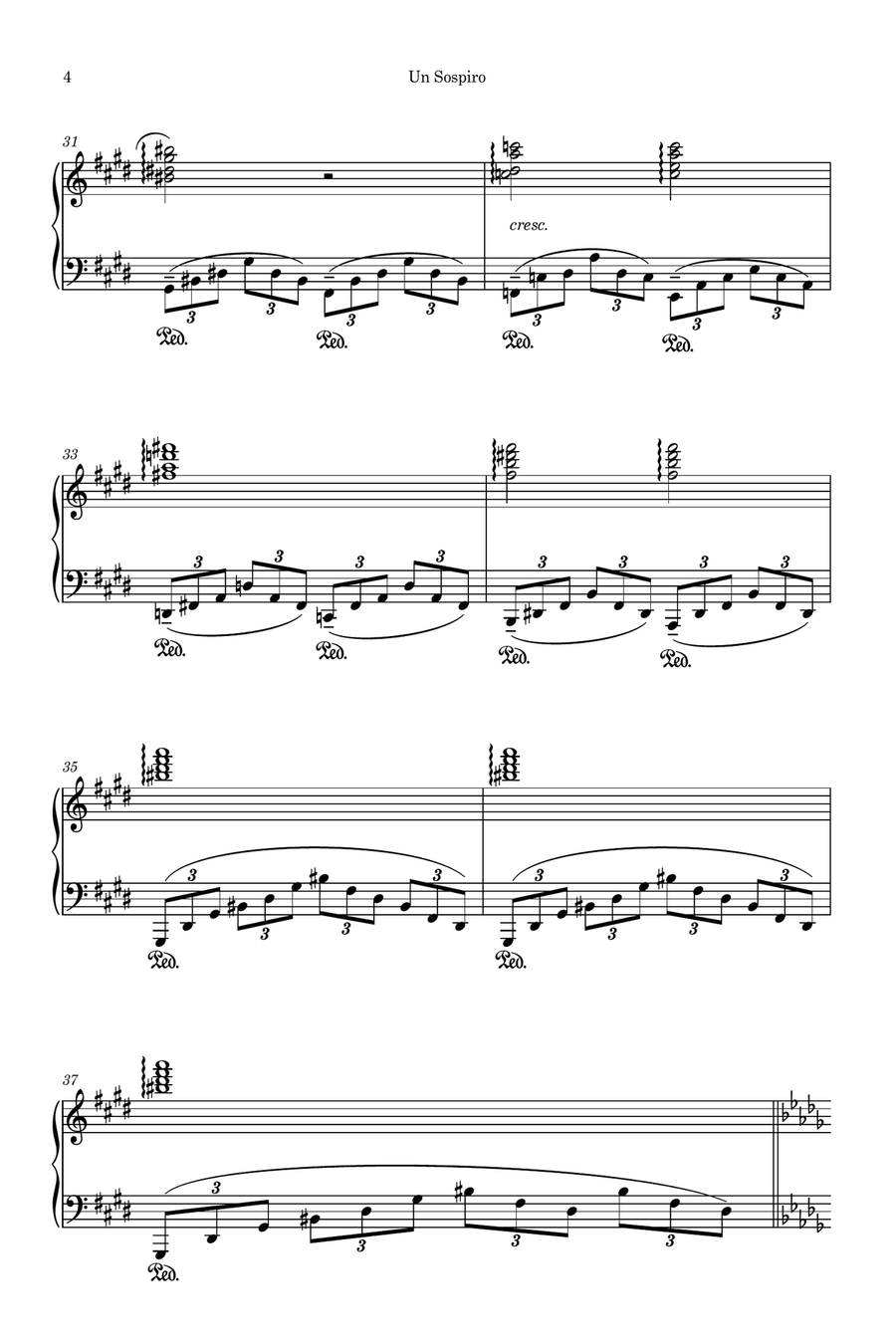 Un Sospiro (Simplified version) Easy Piano scores gallery preview page 4