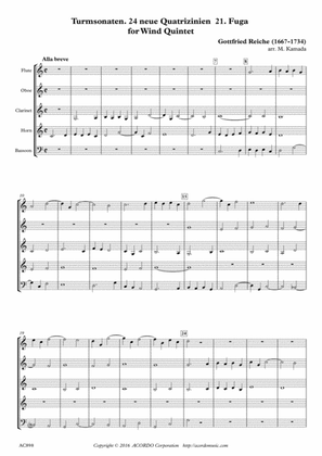 Turmsonaten. 24 neue Quatrizinien 21. Fuga for Wind Quintet