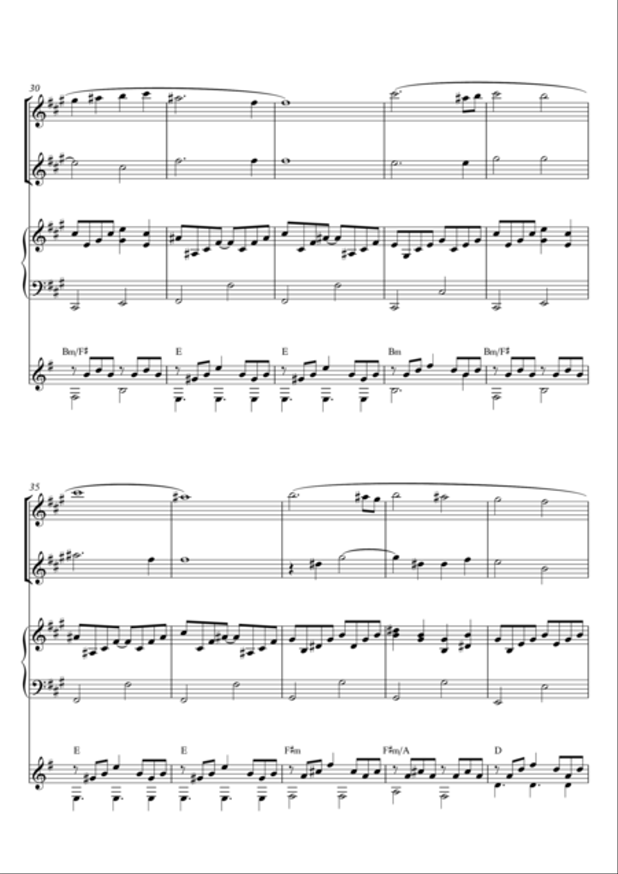 Instrumental Interlude 2'05 for 2 flutes, guitar and/or piano by Simon Peberdy Flute scores gallery preview page 5