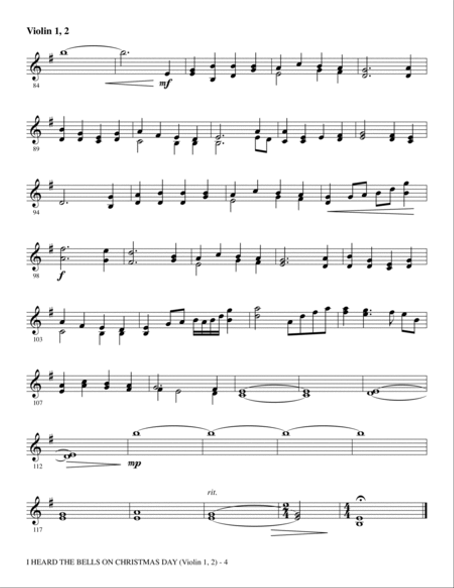 I Heard The Bells On Christmas Day (Celebrating Peace On Earth) - Violin 1, 2 Choir scores gallery preview page 4