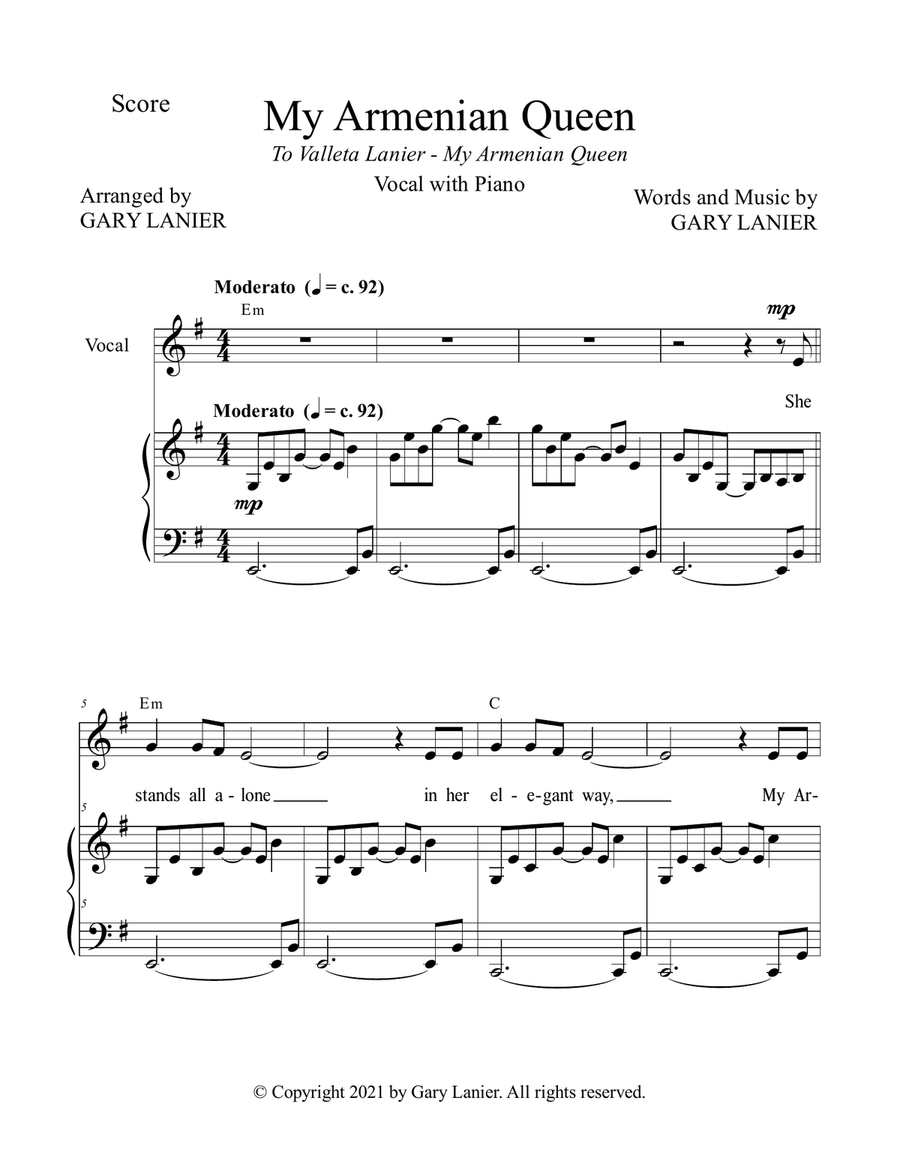 MY ARMENIAN QUEEN, Voice with Piano (Lead Sheet included) Piano, Vocal scores gallery preview page 2