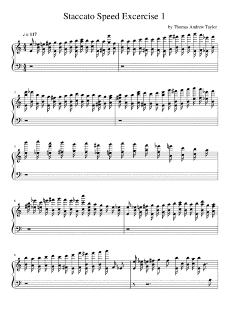 Staccato Piano Speed Exercise (Intermediate) Harpsichord scores gallery preview page 1