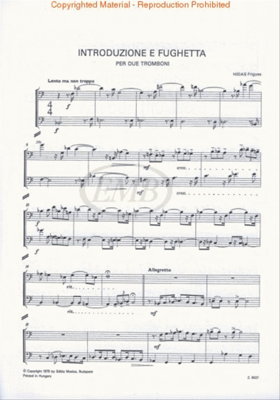 Introduction & Fugue for 2 Trombones Trombone Duet scores gallery preview page 2