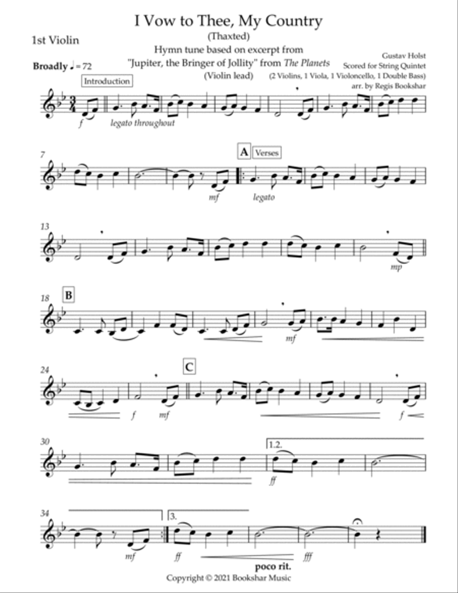 O God, Beyond All Praising (Thaxted) (Bb) (String Quintet - 2 Violins, 1 Viola, 1 Cello, 1 Bass) (Vi String Orchestra scores gallery preview page 5