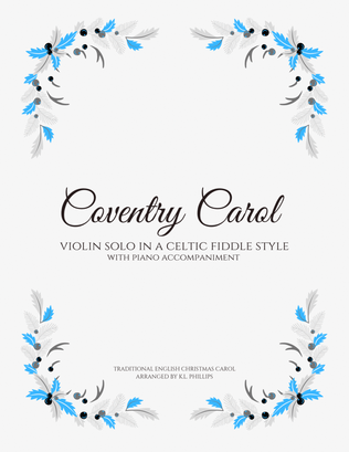 Book cover for Coventry Carol - Violin Solo in a Celtic Fiddle Style (with Piano Accompaniment)