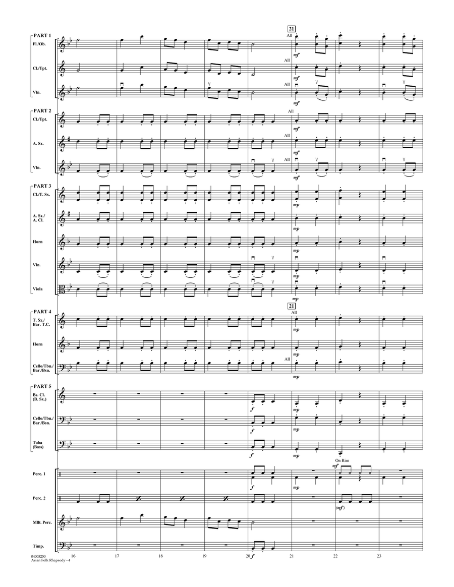 Asian Folk Rhapsody - Conductor Score (Full Score) Concert Band scores gallery preview page 4