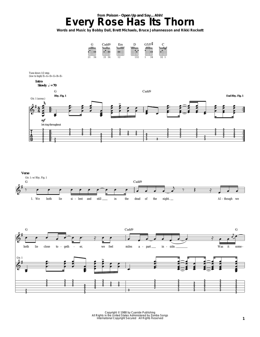 Every Rose Has Its Thorn Acoustic Guitar scores gallery preview page 1
