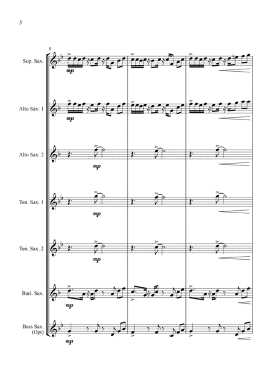 Drunken Sailor - for Saxophone Ensemble Woodwind Ensemble scores gallery preview page 6