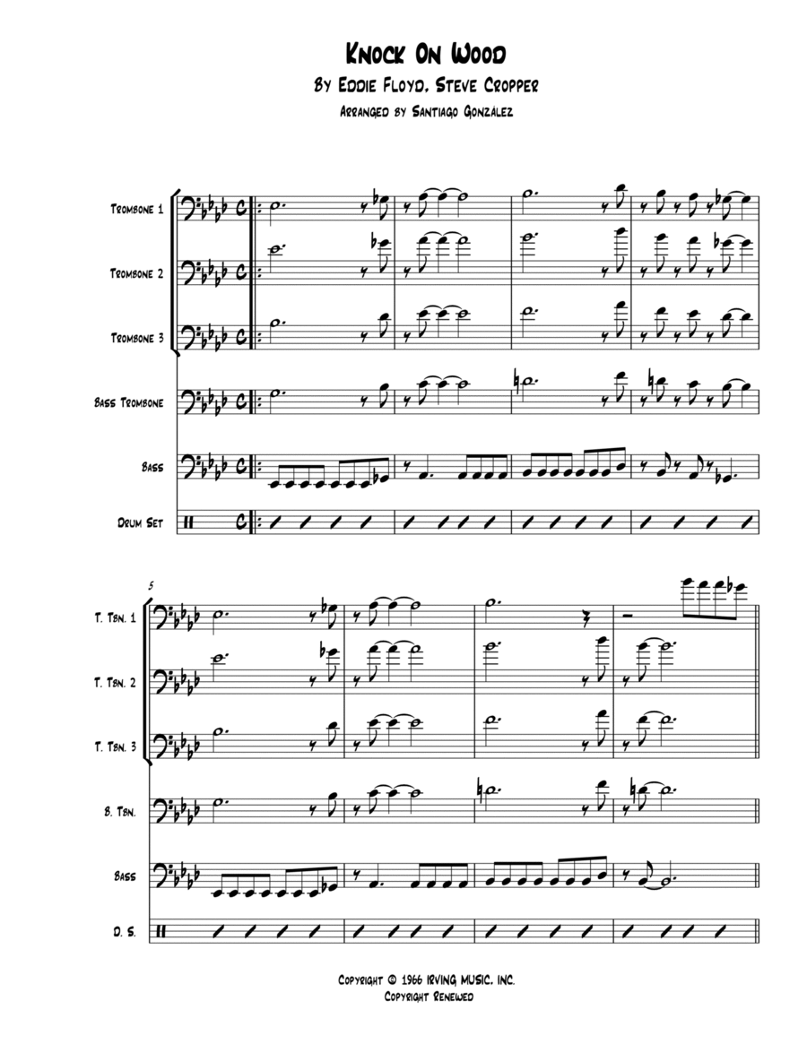 Knock On Wood Knock On Wood Trombone scores gallery preview page 1