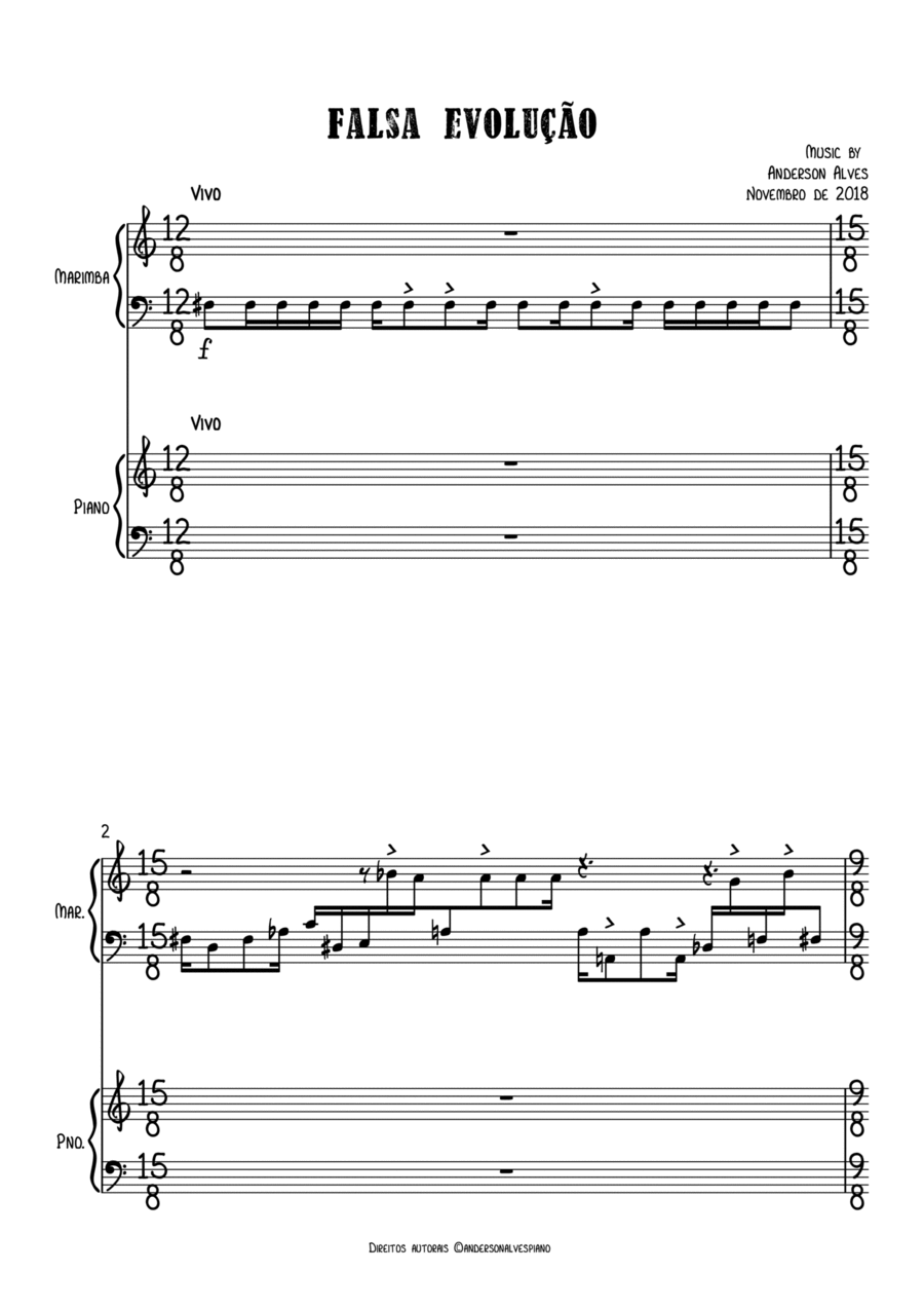 Falsa Evolução Piano scores gallery preview page 1