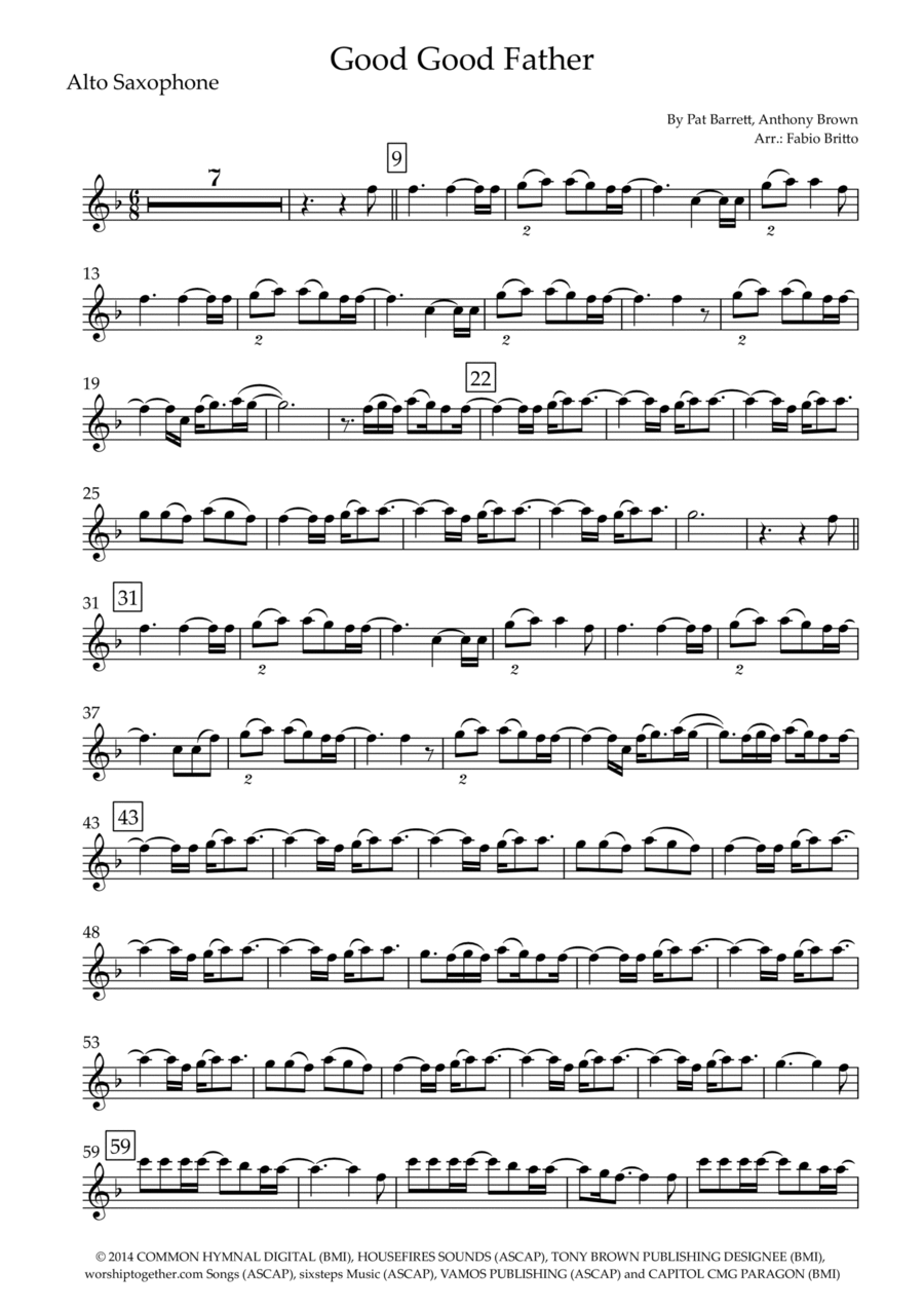 Good Good Father Alto Saxophone scores gallery preview page 1