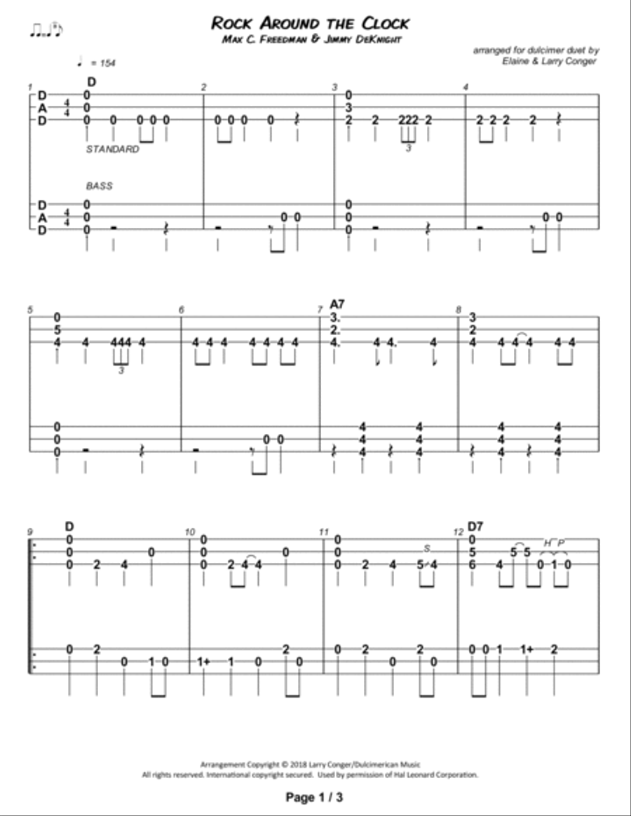 Rock Around The Clock Dulcimer scores gallery preview page 2