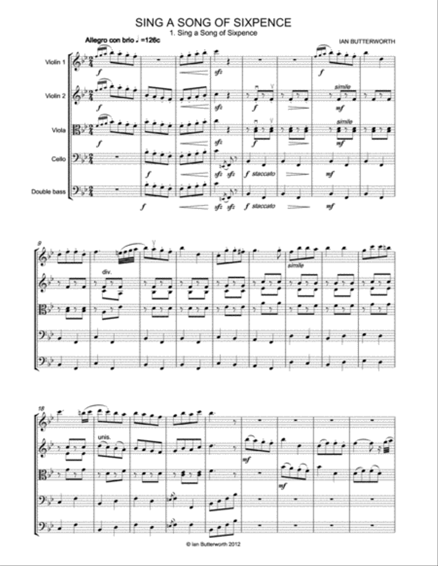 IAN BUTTERWORTH Suite: Sing a Song for string orchestra String Orchestra scores gallery preview page 2