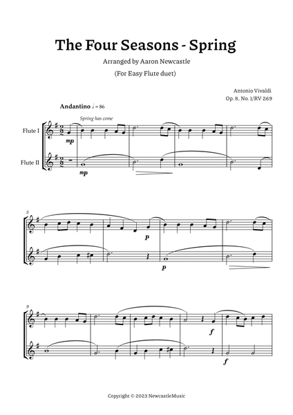 Vivaldi, Spring (The Four Seasons) — Easy Flute Duet. Score and Parts image number null