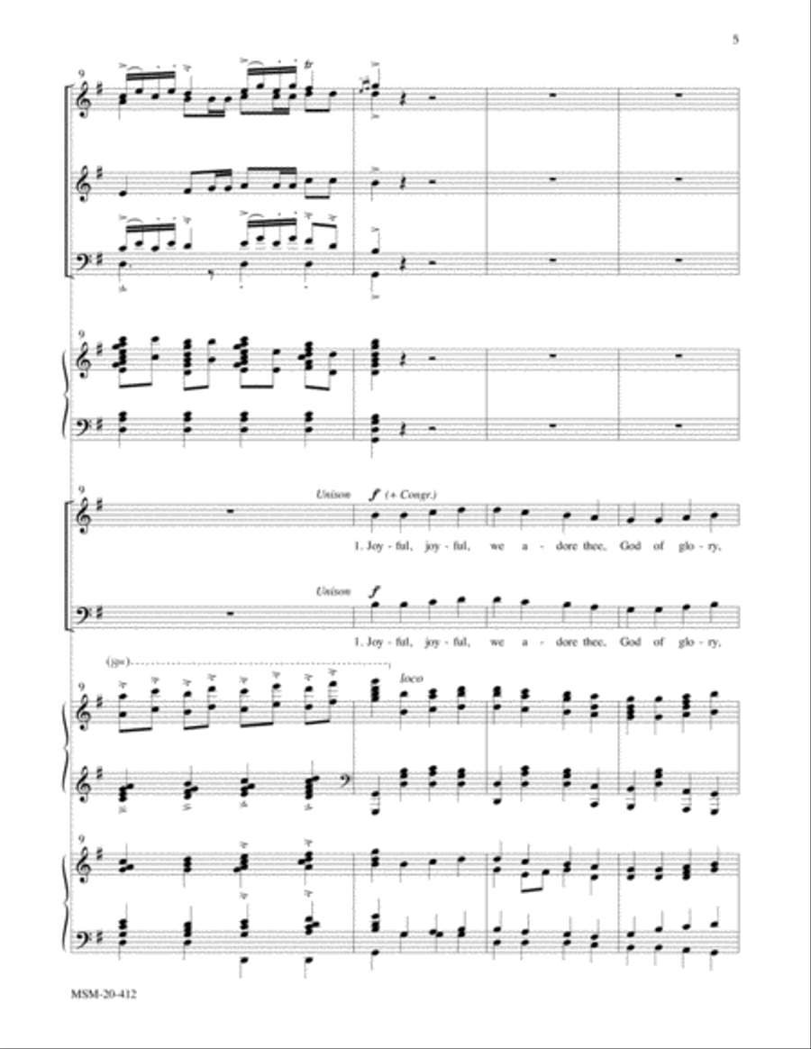 Joyful, Joyful, We Adore Thee 4-Part scores gallery preview page 5